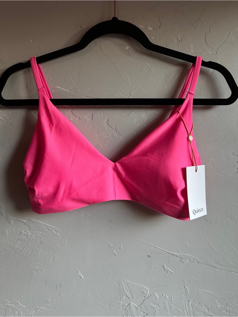 Quince Hot Pink V Neck Bikini Top NWT Resort Swim Y2K Barbiecore Large